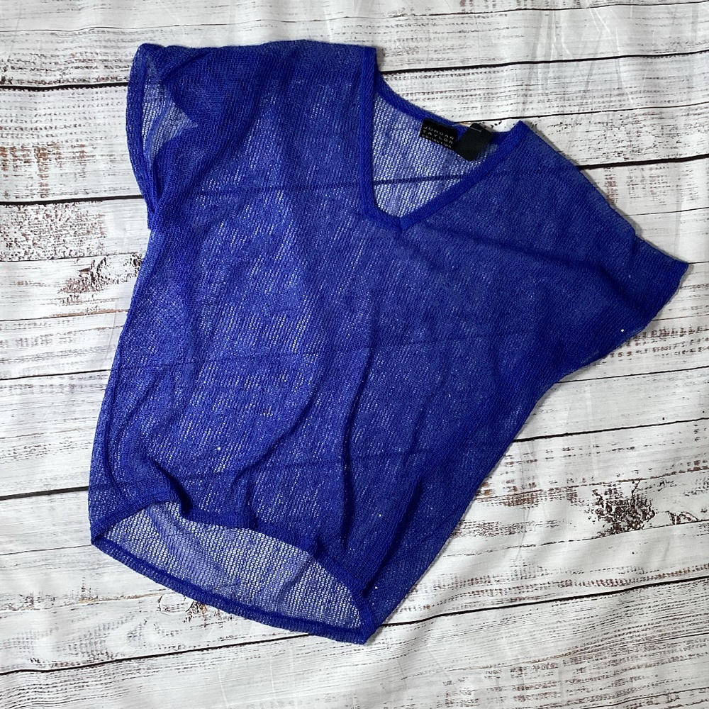 741. Jordan Taylor Cobalt Blue Short Sleeve Mesh Cover-Up EUC Size Medium